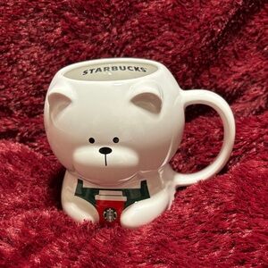 Starbucks Festive Bear Mug in White and Red